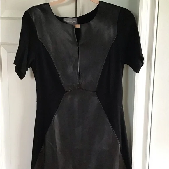 michael stars leather dress Michael Stars Women's Myla Mixed Media Minidress - Black